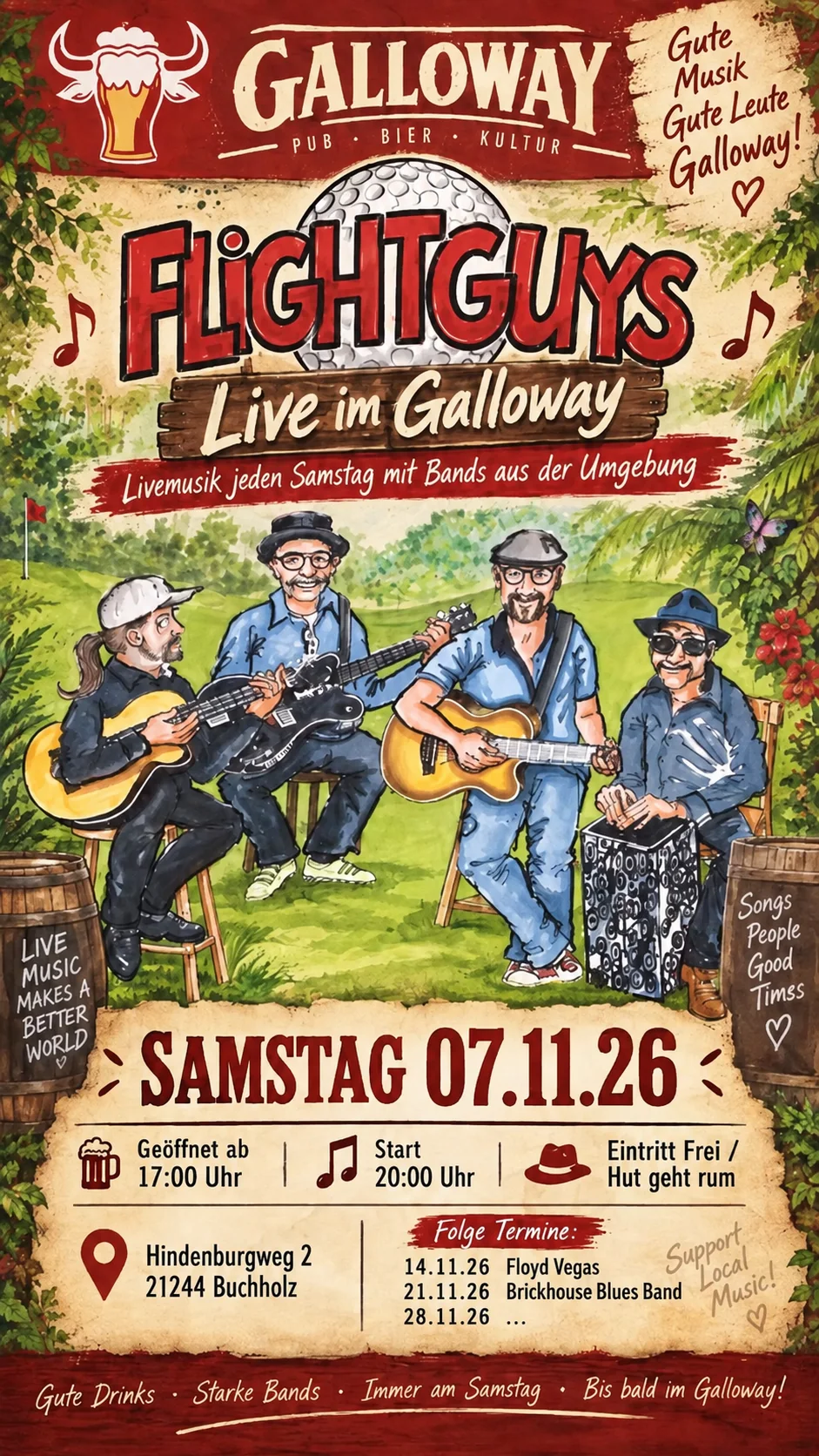 Veranstaltungsplakat der Galloway Bar