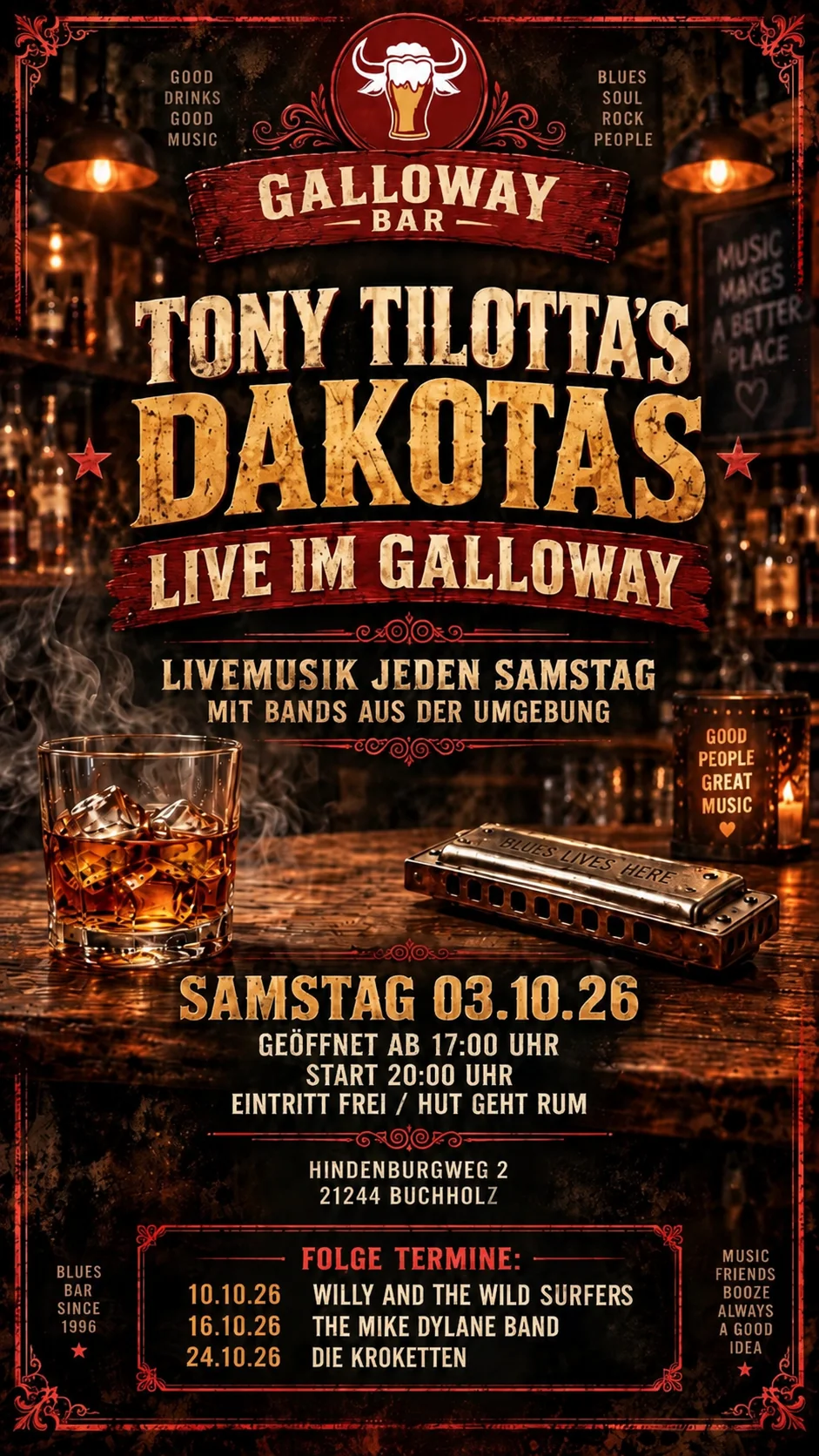Veranstaltungsplakat der Galloway Bar