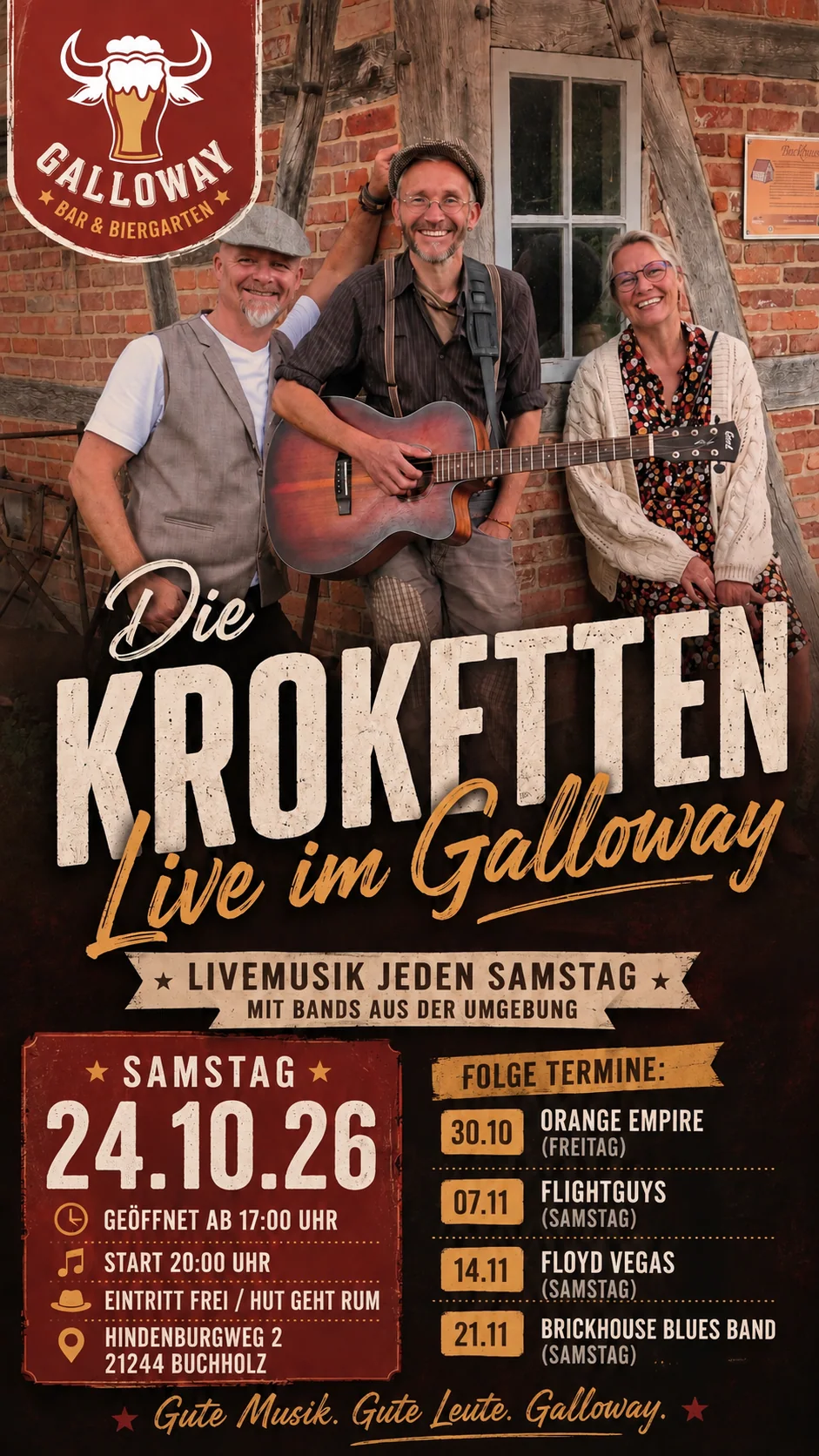 Veranstaltungsplakat der Galloway Bar