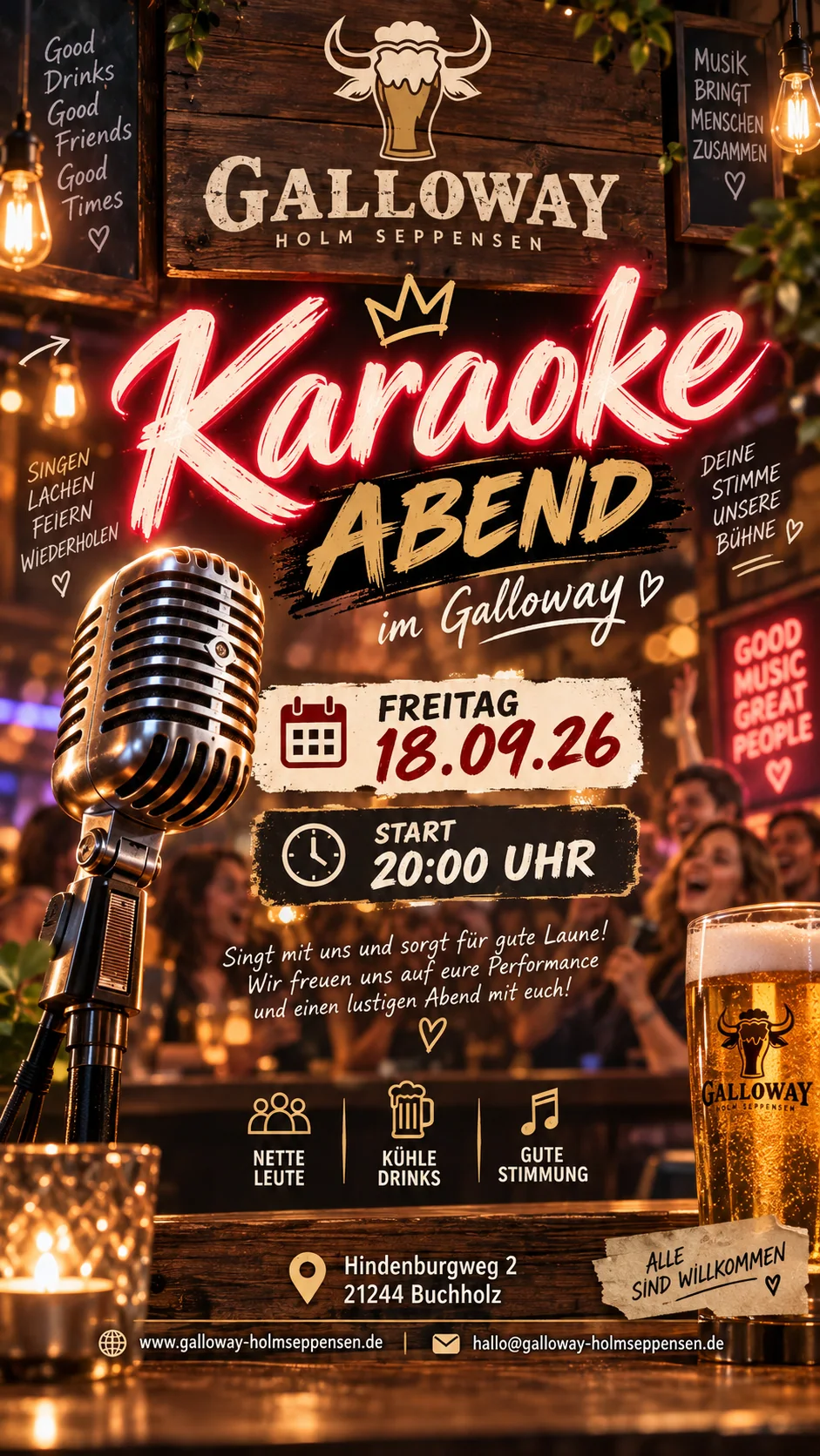 Veranstaltungsplakat der Galloway Bar